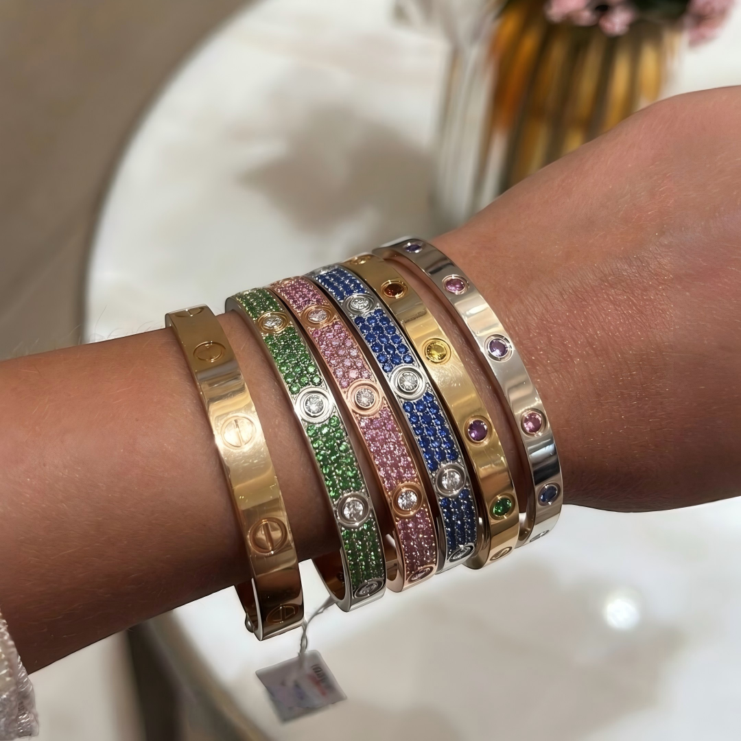 [⭐moonlume]2026 PAVE GEMSTONE LOVE BRACELET 6.1MM 10 DIAMONDS