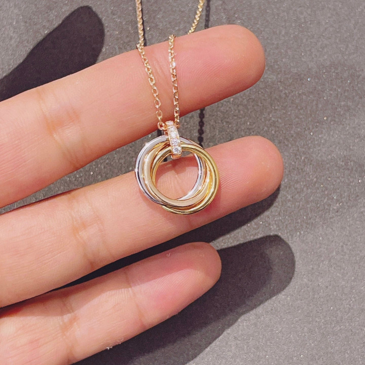 [⭐moonlume]TRINITY NECKLACE GOLD  DIAMONDS