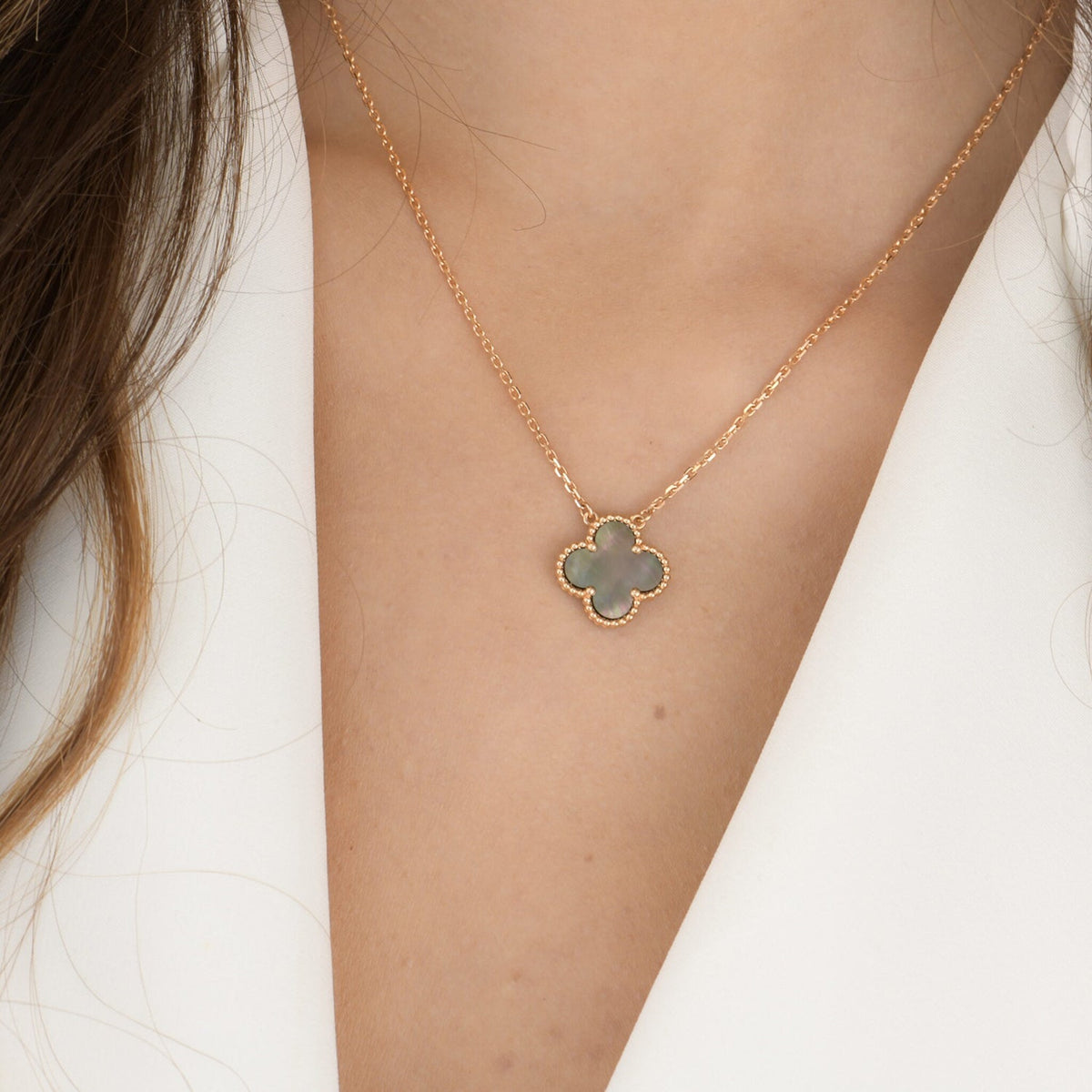 [⭐moonlume]CLOVER 15MM  GRAY MOTHER OF PEARL NECKLACE