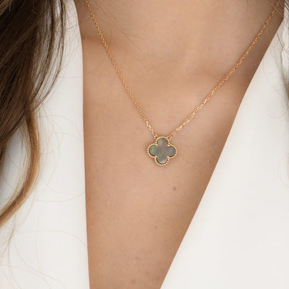 [⭐moonlume]CLOVER 15MM  GRAY MOTHER OF PEARL NECKLACE