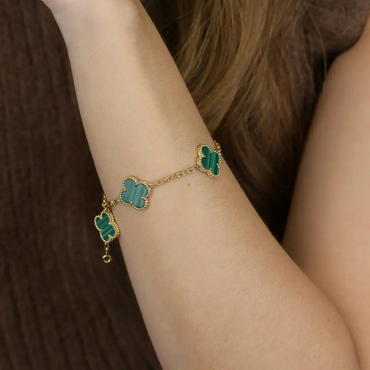 [⭐moonlume] CLOVER 5 MOTIF MALACHITE BRACELET COLLECTION
