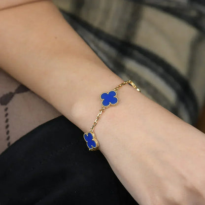 [⭐moonlume] CLOVER 5 MOTIF BLUE AGATE BRACELET COLLECTION