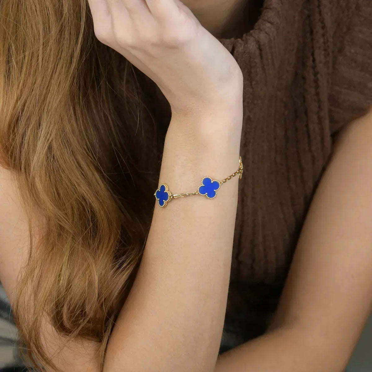[⭐moonlume] CLOVER 5 MOTIF BLUE AGATE BRACELET COLLECTION