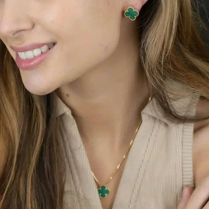 [⭐moonlume]CLOVER MINI 9.5MM MALACHITE  EARRINGS