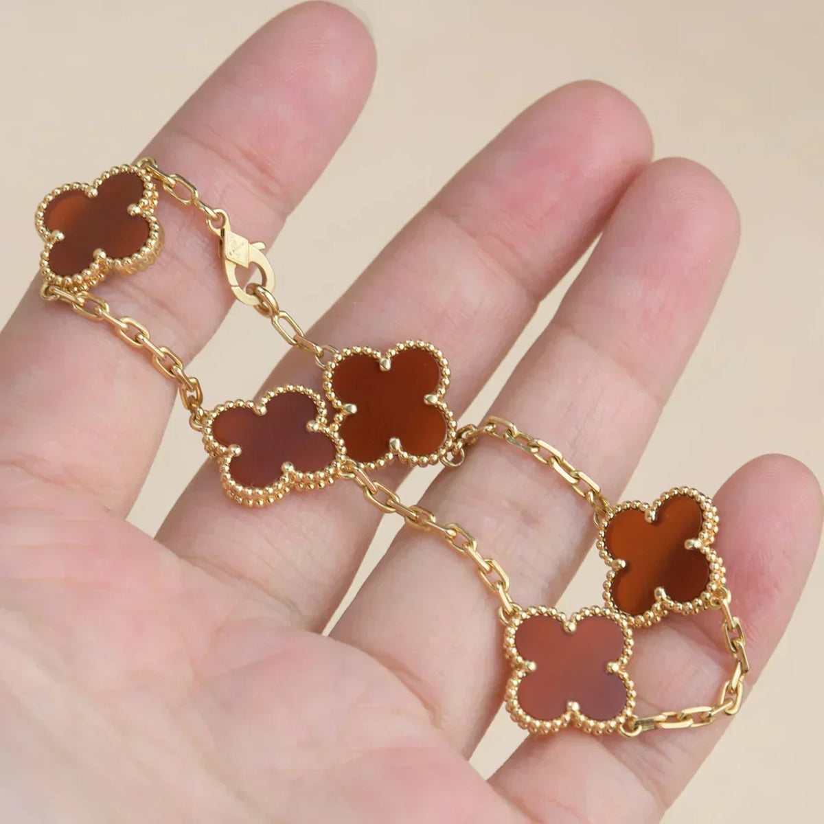 [⭐moonlume] CLOVER 5 MOTIF RED CORNELIAN BRACELET COLLECTION