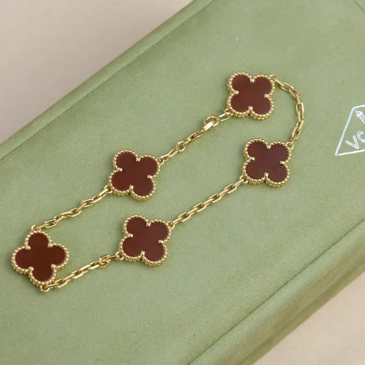 [⭐moonlume] CLOVER 5 MOTIF RED CORNELIAN BRACELET COLLECTION