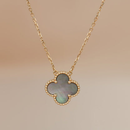 [⭐moonlume]CLOVER 15MM  GRAY MOTHER OF PEARL NECKLACE