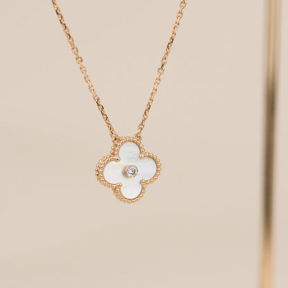 [⭐moonlume]CLOVER 15MM DIAMOND WHITE FRITILLARIA NECKLACE
