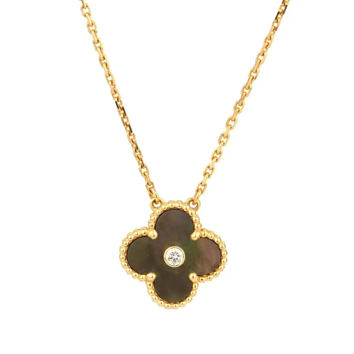 [⭐moonlume]CLOVER 15MM DIAMOND AND MOTHER-OF-GREY NECKLACE