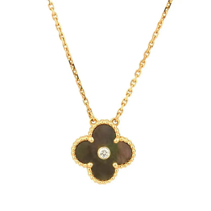 [⭐moonlume]CLOVER 15MM DIAMOND AND MOTHER-OF-GREY NECKLACE