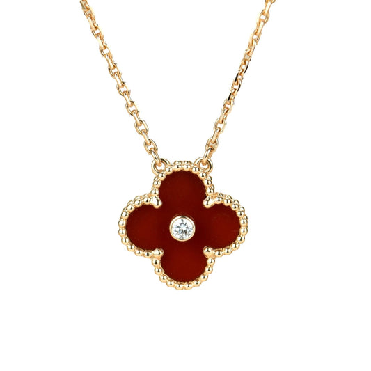 [⭐moonlume]CLOVER 15MM DIAMOND CARNELIAN NECKLACE