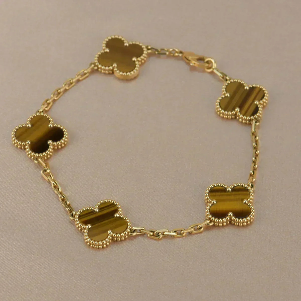[⭐moonlume] CLOVER 5 MOTIFS TIGER EYE BRACELET COLLECTION