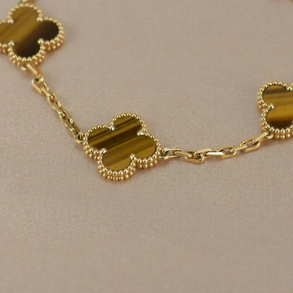 [⭐moonlume] CLOVER 5 MOTIFS TIGER EYE BRACELET COLLECTION