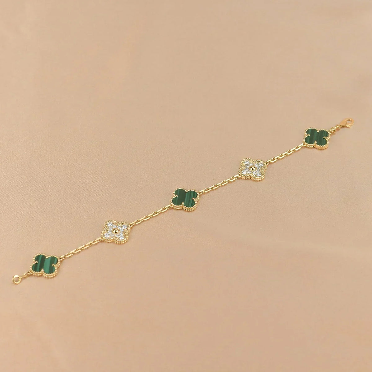 [⭐moonlume] CLOVER 5 MOTIF MALACHITE BRACELET COLLECTION