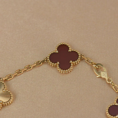 [⭐moonlume] CLOVER 5 MOTIF RED CORNELIAN BRACELET COLLECTION