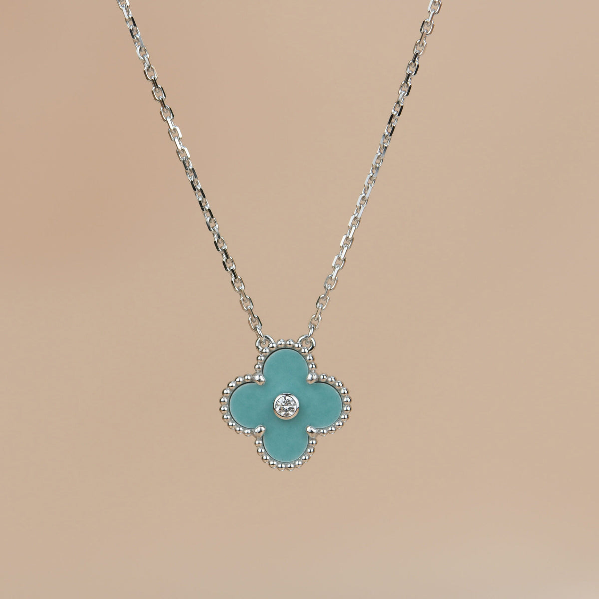 [⭐moonlume]CLOVER 15MM DIAMOND SVRES PORCELAIN  NECKLACE SILVER