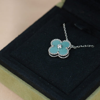 [⭐moonlume]CLOVER 15MM DIAMOND SVRES PORCELAIN  NECKLACE SILVER