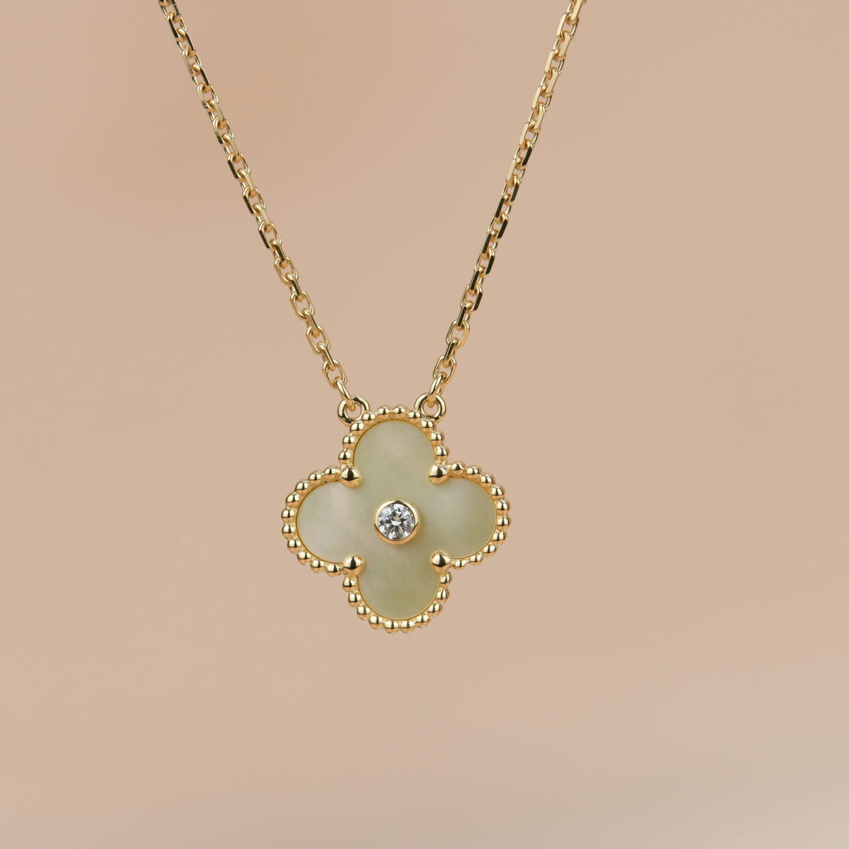 [⭐moonlume]CLOVER 15MM DIAMOND GOLD MOTHER OF PEARL NECKLACE