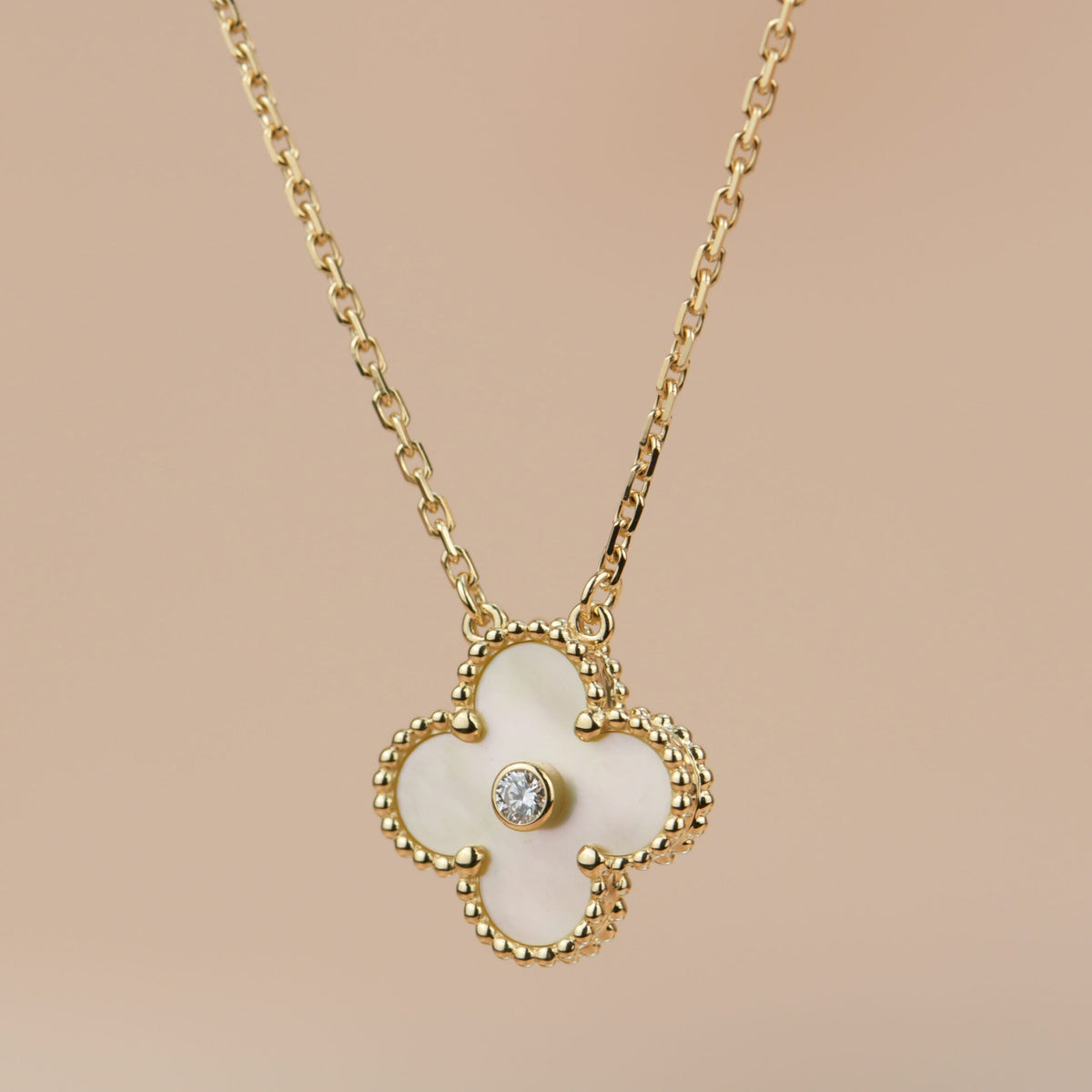 [⭐moonlume]CLOVER 15MM DIAMOND GOLD MOTHER OF PEARL NECKLACE