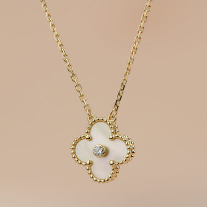 [⭐moonlume]CLOVER 15MM DIAMOND GOLD MOTHER OF PEARL NECKLACE