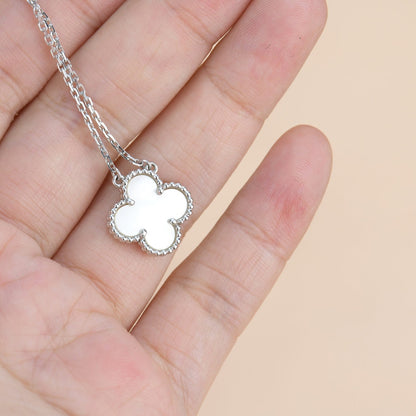 [⭐moonlume]CLOVER  15MM WHITE MOTHER-OF-PEARL SILVER