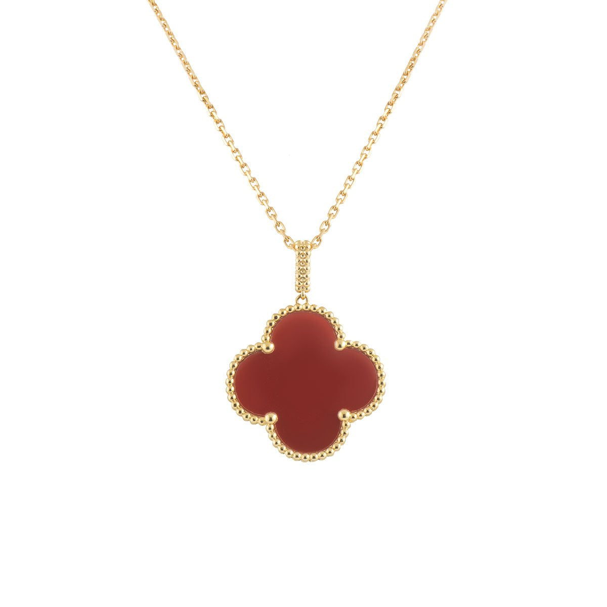 [⭐moonlume]CLOVER 25MM NECKLACE GOLD CARNELIAN