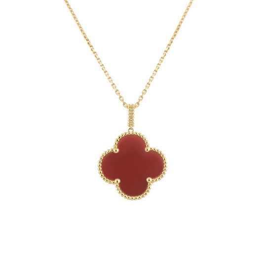 [⭐moonlume]CLOVER 25MM NECKLACE GOLD CARNELIAN