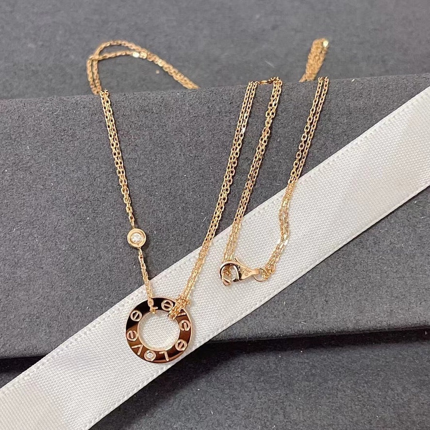 [⭐moonlume]LOVE NECKLACE 16MM 2 DIAMONDS