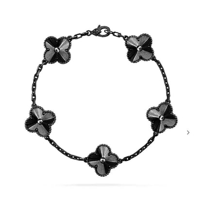 [⭐moonlume]CLOVER 5 MOTIF BLACK BRACELET