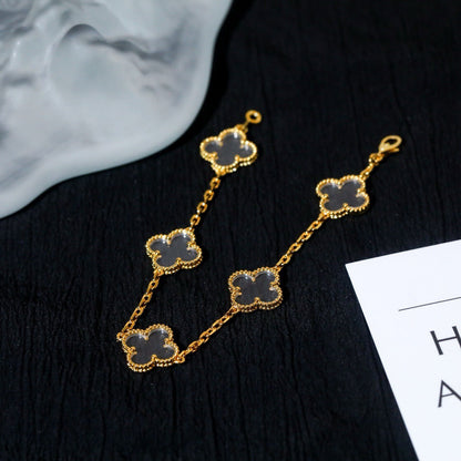 [⭐moonlume]CLOVER 5 MOTIF ROCK CRYSTAL BRACELET