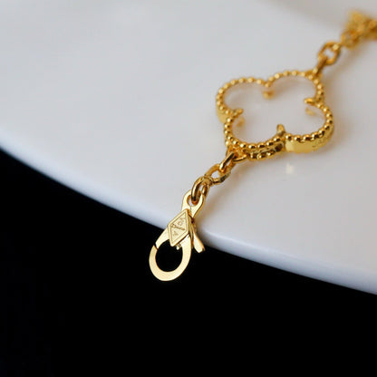 [⭐moonlume]CLOVER 5 MOTIF ROCK CRYSTAL BRACELET