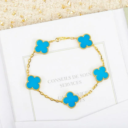 [⭐moonlume] CLOVER 5 MOTIF TURQUOISE BRACELET COLLECTION