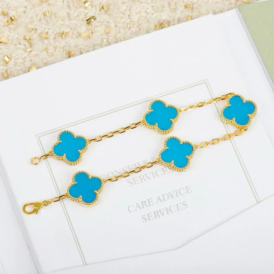 [⭐moonlume] CLOVER 5 MOTIF TURQUOISE BRACELET COLLECTION