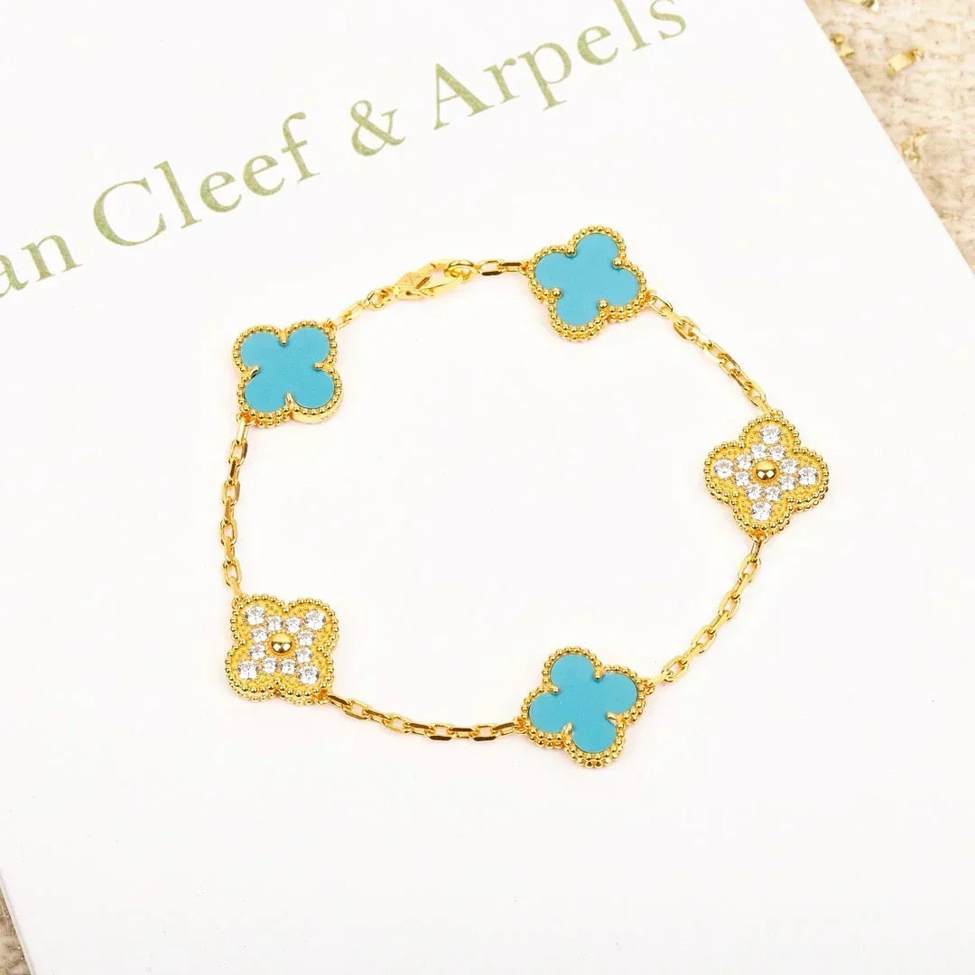 [⭐moonlume] CLOVER 5 MOTIF TURQUOISE BRACELET COLLECTION