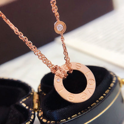 [⭐moonlume]LOVE NECKLACE 16MM 2 DIAMONDS