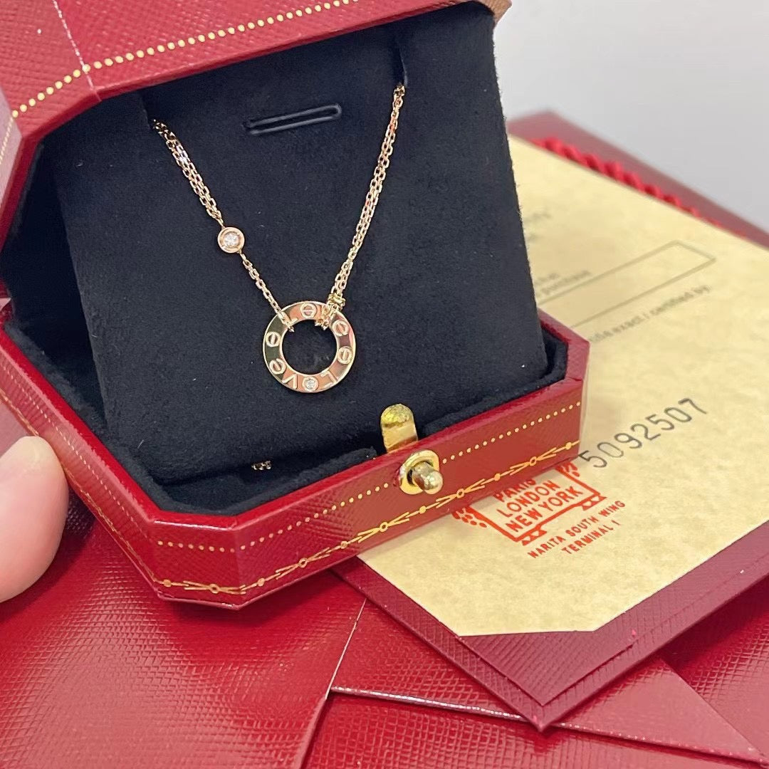 [⭐moonlume]LOVE NECKLACE 16MM 2 DIAMONDS