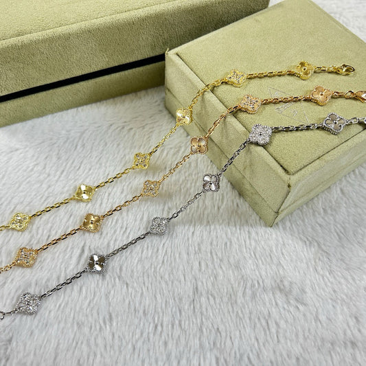 [⭐moonlume]CLOVER 6 MOTIF DIAMOND LASER BRACELET