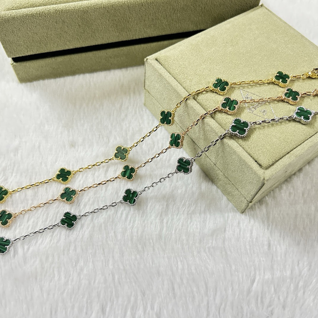 [⭐moonlume]CLOVER 6 MOTIF MALACHITE BRACELET
