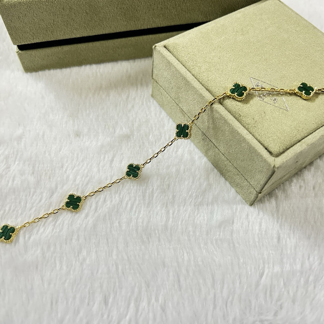 [⭐moonlume]CLOVER 6 MOTIF MALACHITE BRACELET