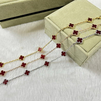 [⭐moonlume]CLOVER 6 MOTIF RED AGATE BRACELET