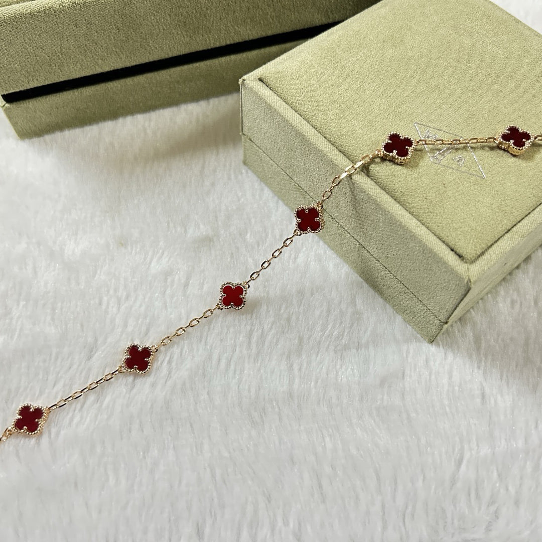 [⭐moonlume]CLOVER 6 MOTIF RED AGATE BRACELET