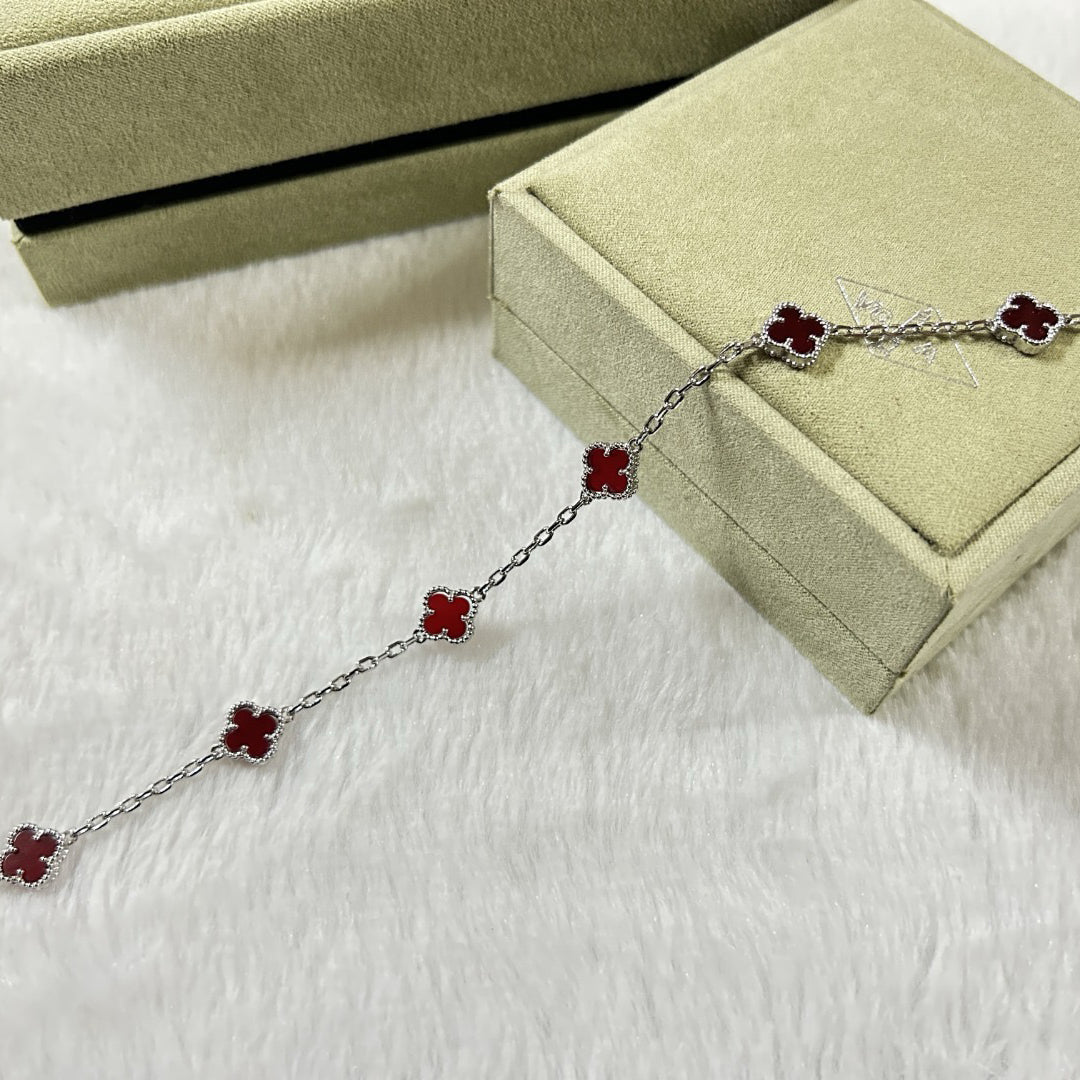 [⭐moonlume]CLOVER 6 MOTIF RED AGATE BRACELET