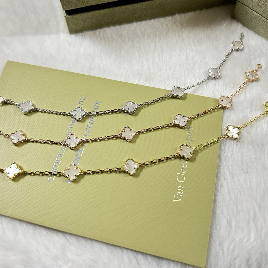 [⭐moonlume]CLOVER 6 MOTIF WHITE MOP BRACELET
