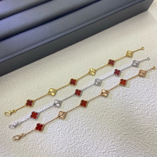 [⭐moonlume]CLOVER 6 MOTIF RED AGATE LASER BRACELET