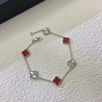 [⭐moonlume]CLOVER 6 MOTIF RED AGATE LASER BRACELET