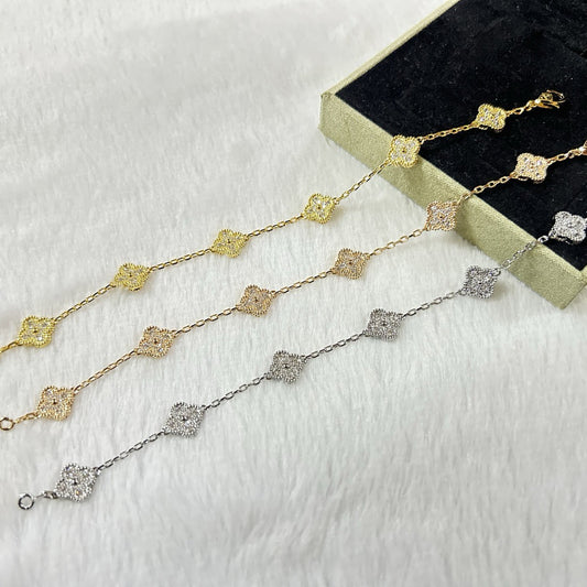 [⭐moonlume]CLOVER 6 MOTIF DIAMOND BRACELET