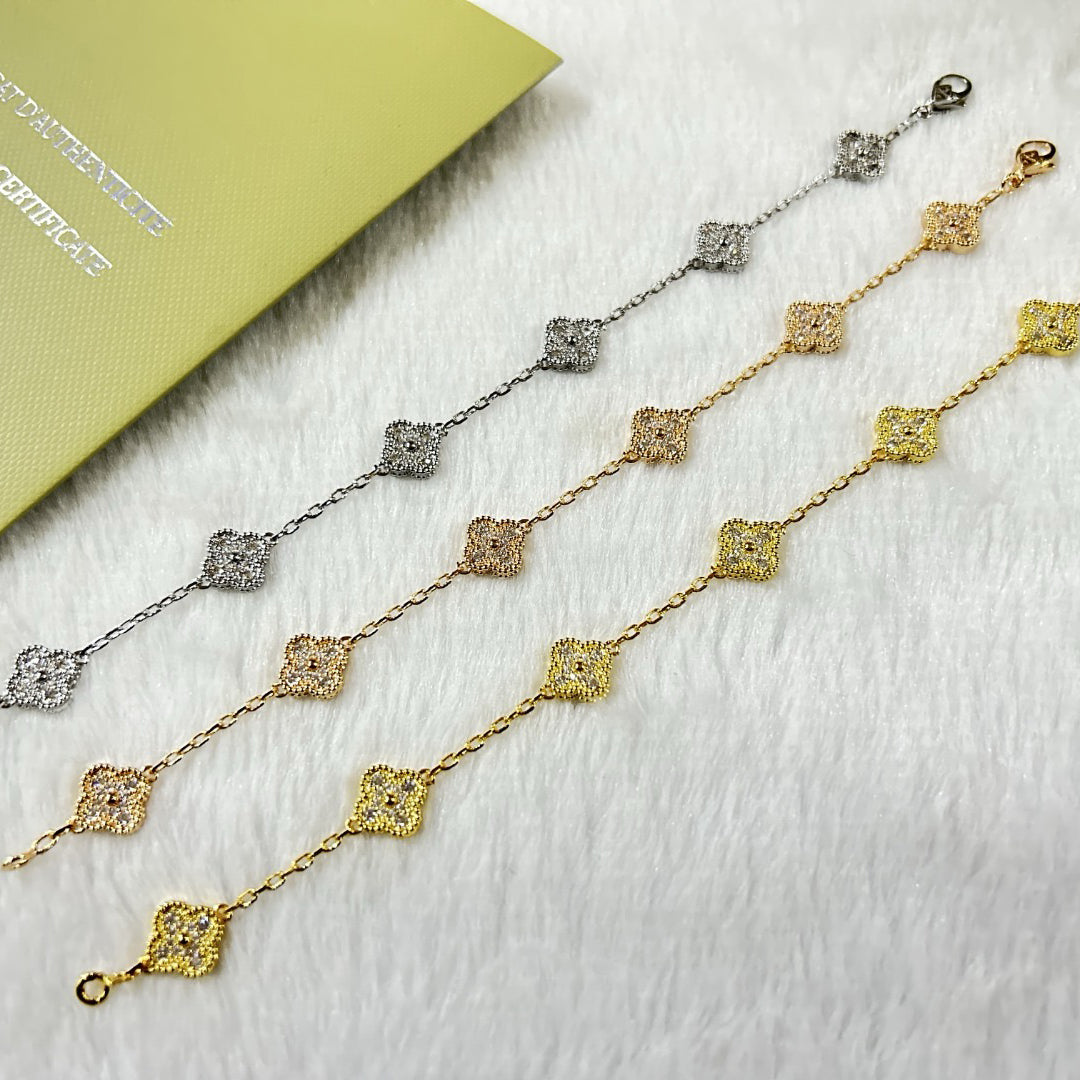 [⭐moonlume]CLOVER 6 MOTIF DIAMOND BRACELET