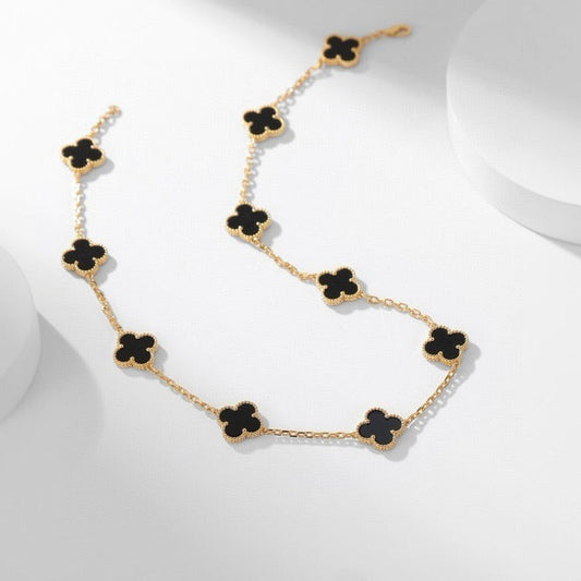 [⭐moonlume]CLOVER 10 MOTIFS ONYX NECKLACE
