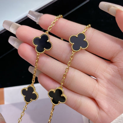 [⭐moonlume]CLOVER 10 MOTIFS ONYX NECKLACE
