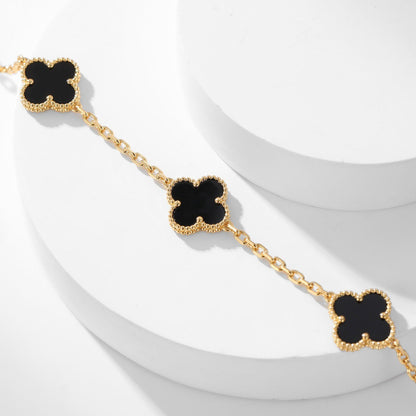 [⭐moonlume]CLOVER 10 MOTIFS ONYX NECKLACE